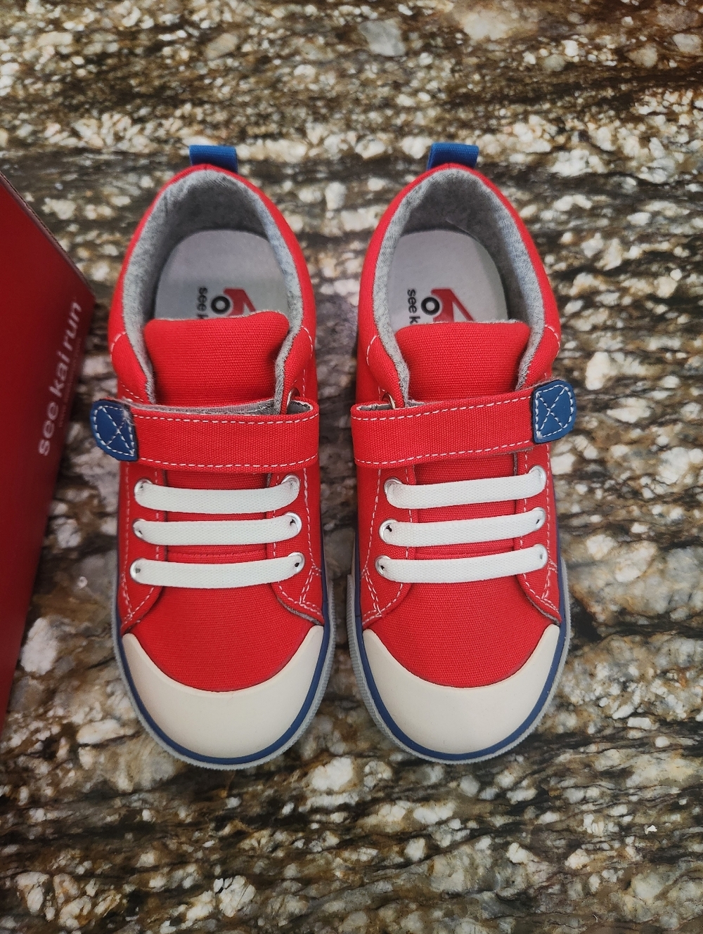 See Kai Run Red and Blue Toddler Sneaker with Hook-and-Loop Strap